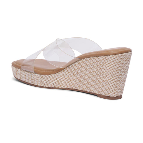 Casey Criss-Cross Transparent Wedge Sandals